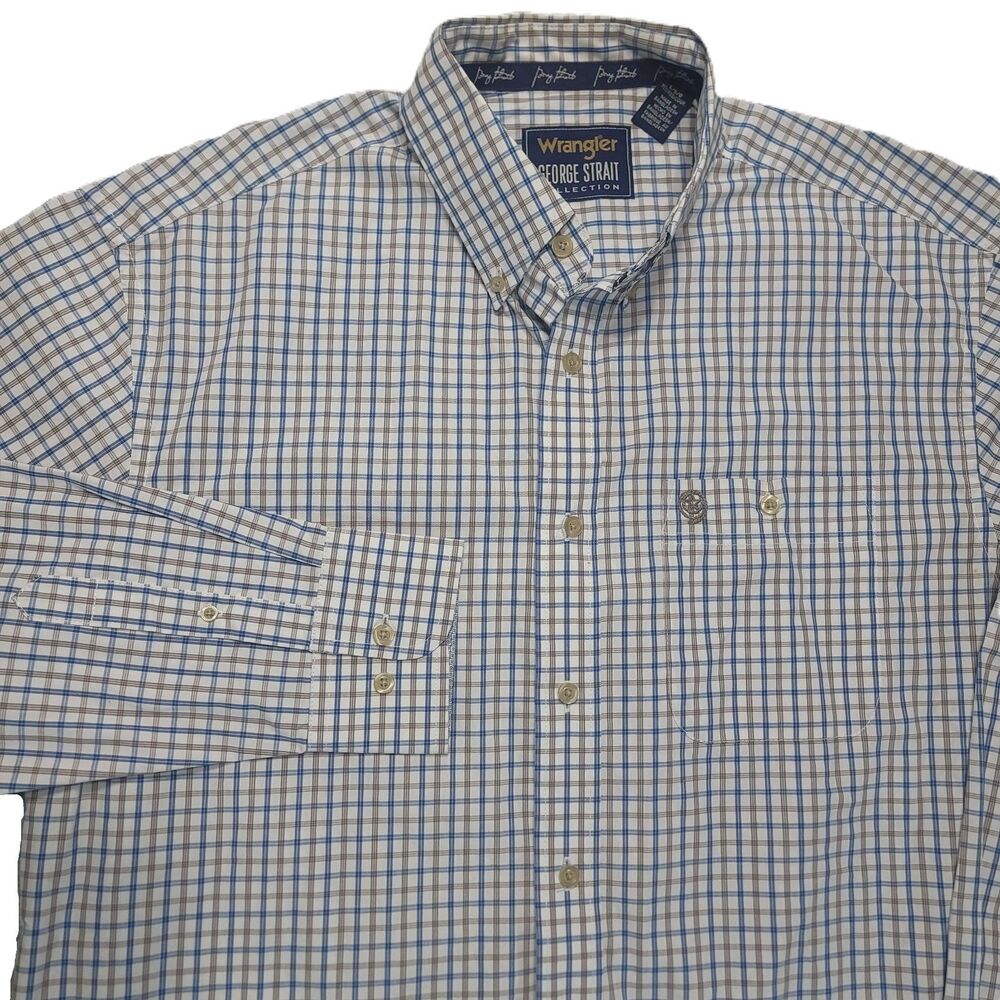 Wrangler George Strait Collection Mens L  Shirt Button Up Long Sleeve Plaid